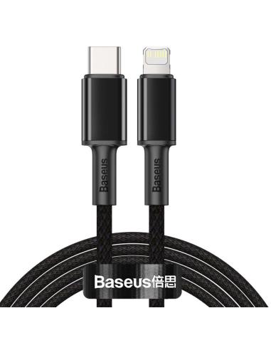 KABEL USB-C / Lightning iPhone Baseus Cafule CATLGD-A01 2m 20W PD Quick Charging CZARNY W OPLOCIE