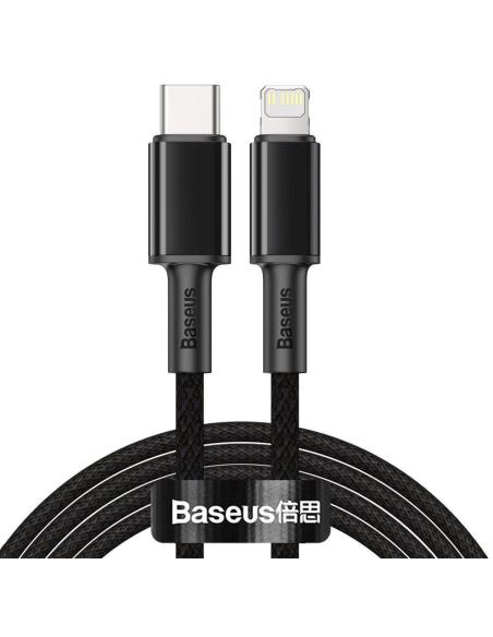 KABEL USB-C / Lightning iPhone Baseus Cafule CATLGD-A01 2m 20W PD Quick Charging CZARNY W OPLOCIE