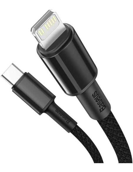 KABEL USB-C / Lightning iPhone Baseus Cafule CATLGD-A01 2m 20W PD Quick Charging CZARNY W OPLOCIE