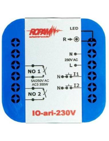 ROPAM IO-ari-230V bezprzewodowy, douszkowy, dwukanałowy sterownik 230VAC, 2xNO, 2xIN (N).