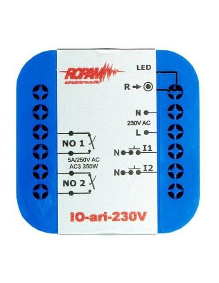 ROPAM IO-ari-230V bezprzewodowy, douszkowy, dwukanałowy sterownik 230VAC, 2xNO, 2xIN (N).