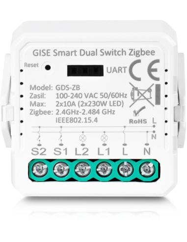 GISE Smart Podwójny moduł przekaźnikowy Zigbee | Tuya | GDS-ZB