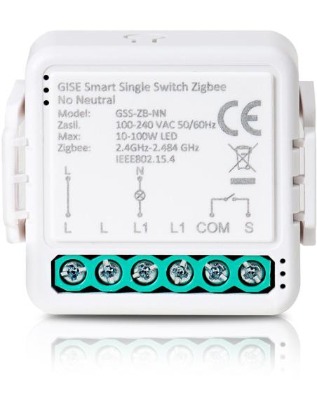 GISE Smart Pojedynczy moduł przekaźnikowy (bez N) Zigbee | Tuya | GSS-ZB-NN