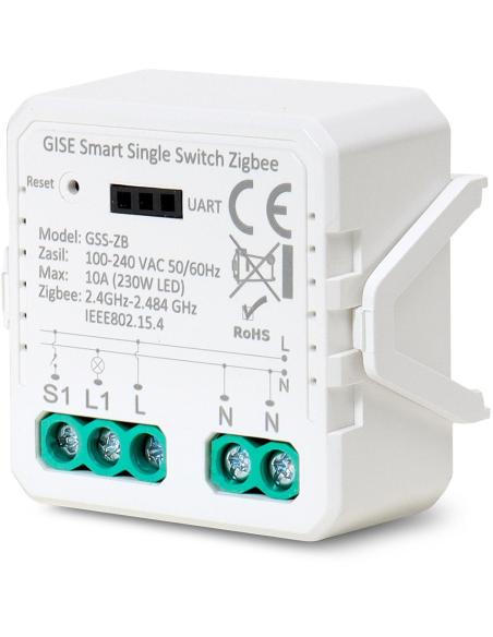 GISE Smart Pojedynczy moduł przekaźnikowy (bez N) Zigbee | Tuya | GSS-ZB-NN