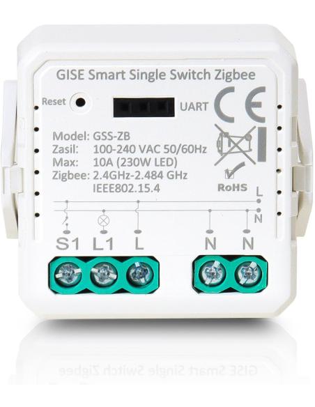 GISE Smart Pojedynczy moduł przekaźnikowy (bez N) Zigbee | Tuya | GSS-ZB-NN