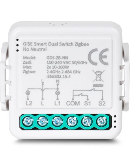 GISE Smart Podwójny moduł przekaźnikowy (bez N) Zigbee | Tuya | GDS-ZB-NN