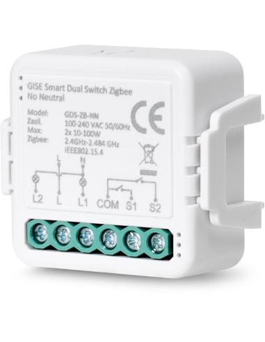 GISE Smart Podwójny moduł przekaźnikowy (bez N) Zigbee | Tuya | GDS-ZB-NN