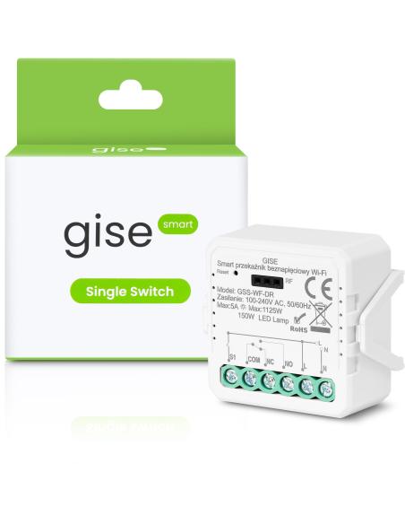 GISE Smart Pojedynczy moduł przekaźnikowy bezpotencjałowy WiFi | Tuya | GSS-WF-DR