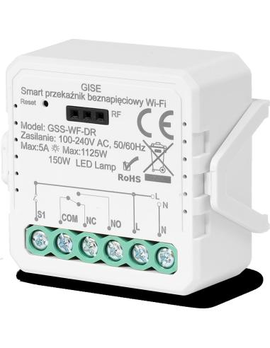 GISE Smart Pojedynczy moduł przekaźnikowy bezpotencjałowy WiFi | Tuya | GSS-WF-DR