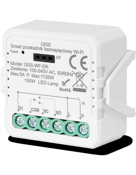 GISE Smart Pojedynczy moduł przekaźnikowy bezpotencjałowy WiFi | Tuya | GSS-WF-DR