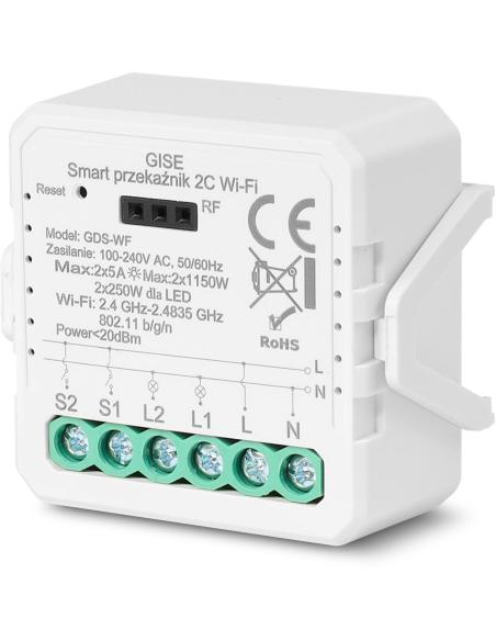 GISE Smart Podwójny moduł przekaźnikowy WiFi | Tuya | GDS-WF