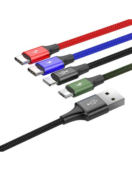 KABEL 4w1 USB-A / Lighting iPhone 2x USB-C micro-USB Baseus Cafule CA1T4-B01 1.2m 3.5A W OPLOCI
