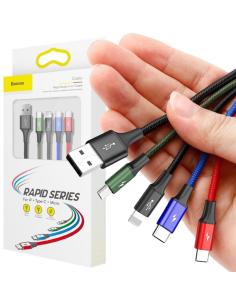 KABEL 4w1 USB-A / Lighting iPhone 2x USB-C micro-USB Baseus Cafule CA1T4-B01 1.2m 3.5A W OPLOCI 2