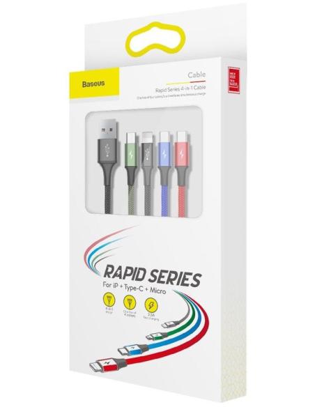 KABEL 4w1 USB-A / Lighting iPhone 2x USB-C micro-USB Baseus Cafule CA1T4-B01 1.2m 3.5A W OPLOCI