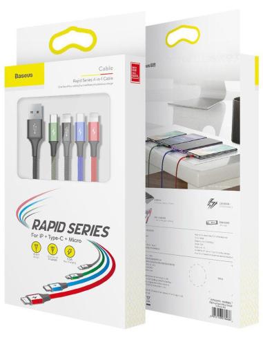 KABEL 4w1 USB-A / Lighting iPhone 2x USB-C micro-USB Baseus Cafule CA1T4-B01 1.2m 3.5A W OPLOCI
