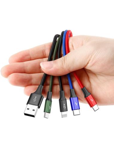 KABEL 4w1 USB-A / Lighting iPhone 2x USB-C micro-USB Baseus Cafule CA1T4-B01 1.2m 3.5A W OPLOCI