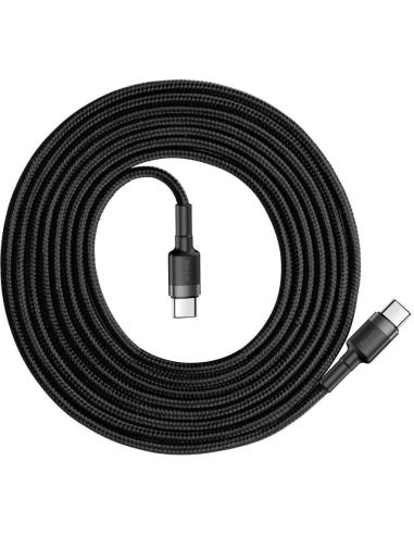 KABEL USB-C / USB-C Baseus Cafule CATKLF-HG1 200cm 60W 3A PD 2.0 QC 3.0 CZARNO-SZARY W OPLOCIE