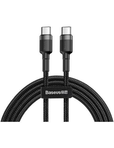 KABEL USB-C / USB-C Baseus Cafule CATKLF-HG1 200cm 60W 3A PD 2.0 QC 3.0 CZARNO-SZARY W OPLOCIE