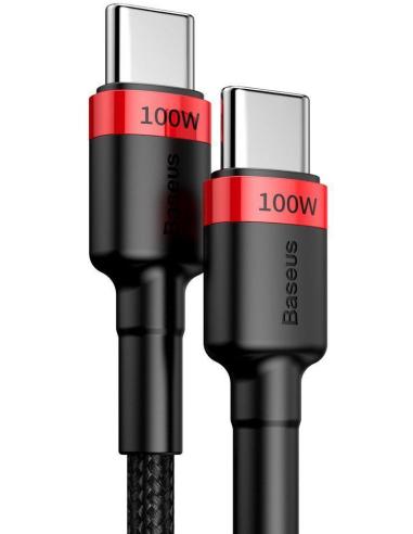 KABEL USB-C / USB-C Baseus Cafule CATKLF-AL91 200cm 100W 5A PD 2.0 QC 3.0 CZARNY W OPLOCIE