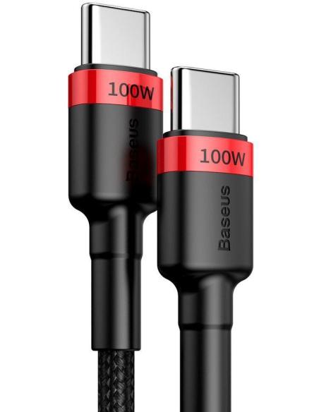 KABEL USB-C / USB-C Baseus Cafule CATKLF-AL91 200cm 100W 5A PD 2.0 QC 3.0 CZARNY W OPLOCIE