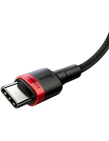 KABEL USB-C / USB-C Baseus Cafule CATKLF-AL91 200cm 100W 5A PD 2.0 QC 3.0 CZARNY W OPLOCIE