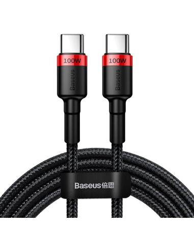 KABEL USB-C / USB-C Baseus Cafule CATKLF-AL91 200cm 100W 5A PD 2.0 QC 3.0 CZARNY W OPLOCIE