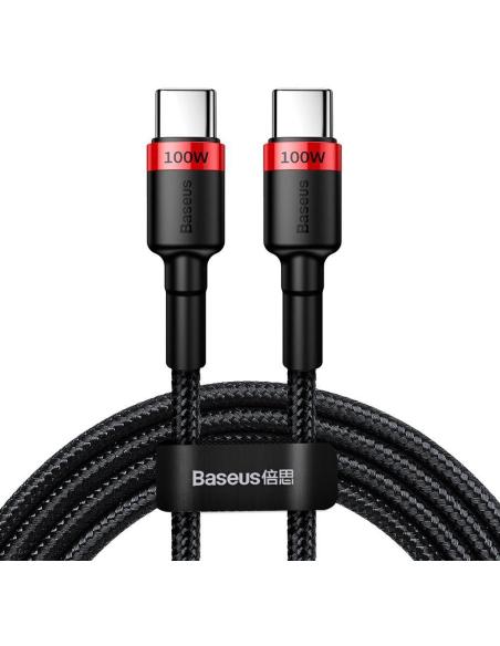 KABEL USB-C / USB-C Baseus Cafule CATKLF-AL91 200cm 100W 5A PD 2.0 QC 3.0 CZARNY W OPLOCIE