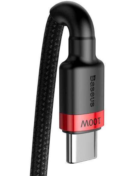 KABEL USB-C / USB-C Baseus Cafule CATKLF-AL91 200cm 100W 5A PD 2.0 QC 3.0 CZARNY W OPLOCIE