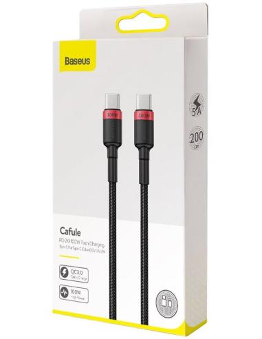KABEL USB-C / USB-C Baseus Cafule CATKLF-AL91 200cm 100W 5A PD 2.0 QC 3.0 CZARNY W OPLOCIE