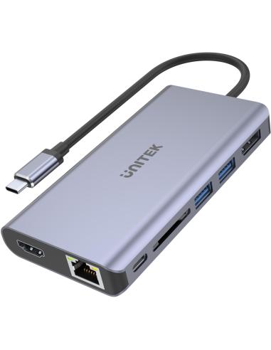 Adapter Unitek D1056A Hub USB-C 2x USB 3.1 HDMI DP RJ45 czytnikSD