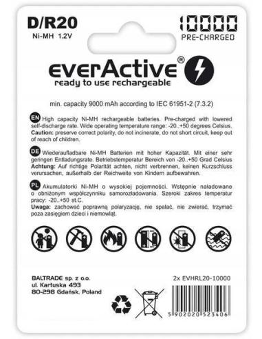Akumulatorki D / R20 Ni-MH everActive 10000mAh Professional Line (box 2 szt.)