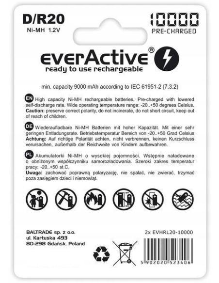Akumulatorki D / R20 Ni-MH everActive 10000mAh Professional Line (box 2 szt.)