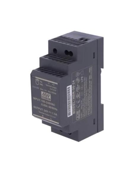 Przewodowy zasilacz 24v dc 30w na szynę din czarny ZS-24/30 Tech Sterowniki