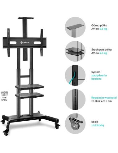 Mobilny stojak do TV 50"-86" do 90 kg ONKRON TS1881 Czarny