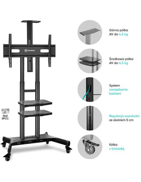 Mobilny stojak do TV 50"-86" do 90 kg ONKRON TS1881 Czarny