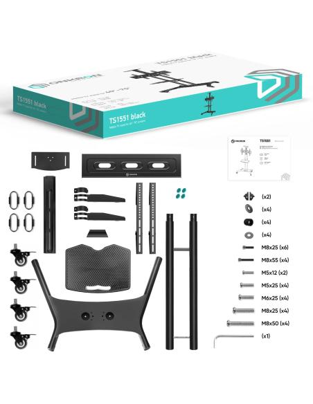 Mobilny stojak do TV 40"-70" do 45 kg ONKRON TS1551 Czarny