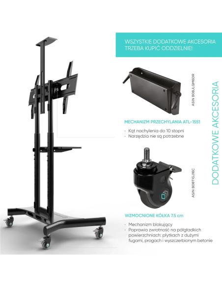 Mobilny stojak do TV 40"-70" do 45 kg ONKRON TS1551 Czarny