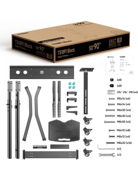 Mobilny stojak do TV 50"-90" do 90 kg ONKRON TS1891 Czarny
