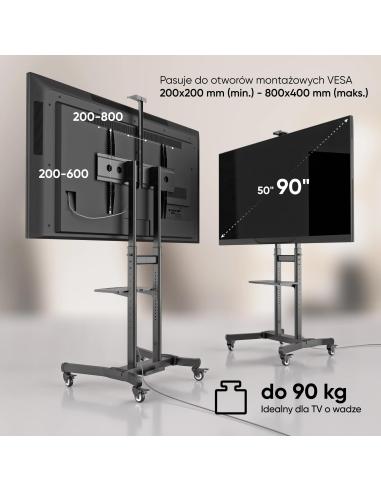 Mobilny stojak do TV 50"-90" do 90 kg ONKRON TS1891 Czarny