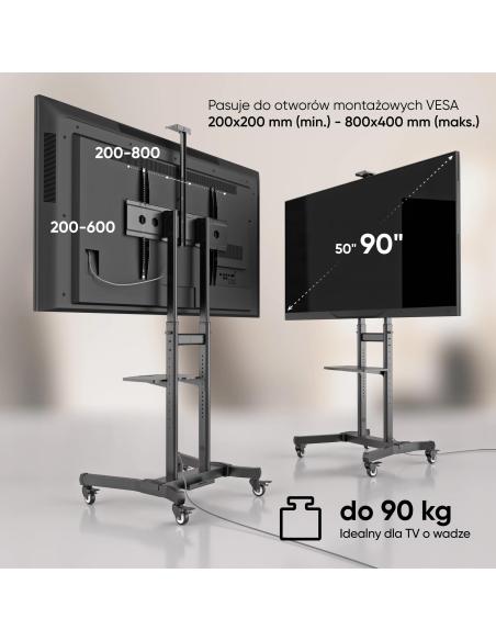 Mobilny stojak do TV 50"-90" do 90 kg ONKRON TS1891 Czarny