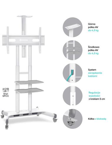 Mobilny stojak do TV 50"-86" do 90 kg ONKRON TS1881 Biały