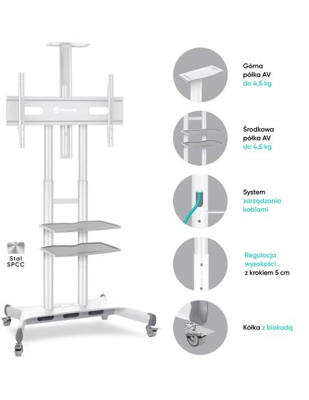 Mobilny stojak do TV 50"-86" do 90 kg ONKRON TS1881 Biały
