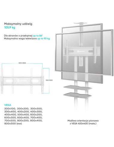 Mobilny stojak do TV 50"-86" do 90 kg ONKRON TS1881 Biały
