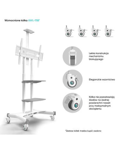 Mobilny stojak do TV 50"-86" do 90 kg ONKRON TS1881 Biały