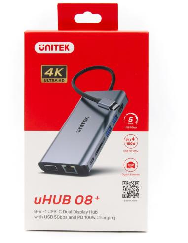 Hub USB-C Unitek D1019B 3.1 8w1 z Power Delivery 100W