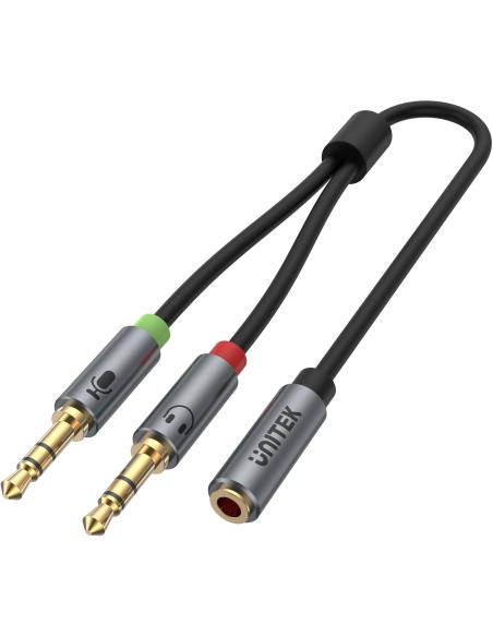 Adapter Unitek Y-C957ABK miniJack 3,5mm (F) - 2x 3,5mm (M)