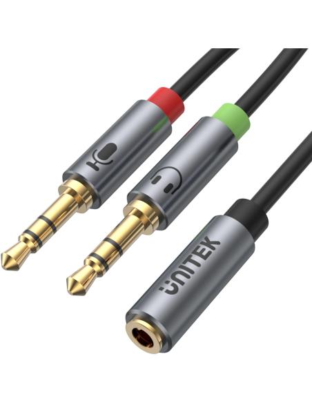 Adapter Unitek Y-C957ABK miniJack 3,5mm (F) - 2x 3,5mm (M)