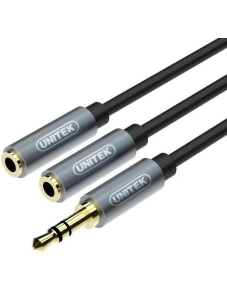 Przejściówka Unitek Y-C956ABK miniJack 3,5mm (M) - 2x 3,5mm (F)