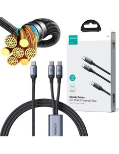 Kabel 2w1 USB-C / 2x USB-C Joyroom Speedy SA21-1T2 150cm 100W w oplocie czarny 2