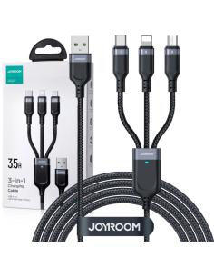 Kabel 3w1 USB-A / USB-C micro-USB Lightning Joyroom S-1T3018A18 30cm 3.5A w oplocie czarny
